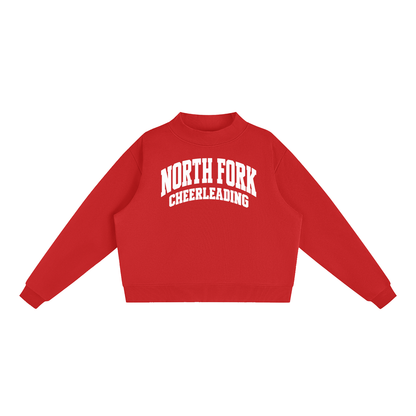 Basic 2 White North Fork Essential Fleece Mock-Neck Crew Sweatshirt (printed)