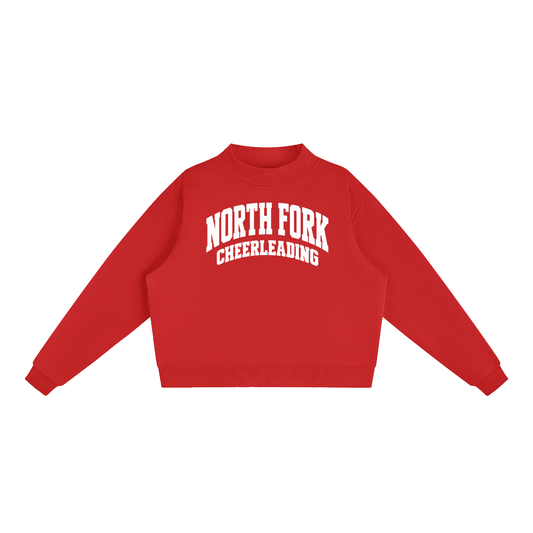 Basic 2 White North Fork Essential Fleece Mock-Neck Crew Sweatshirt (printed)
