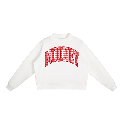 Gingham Cardinal Mooney Essential Fleece Mock-Neck Crew Sweatshirt