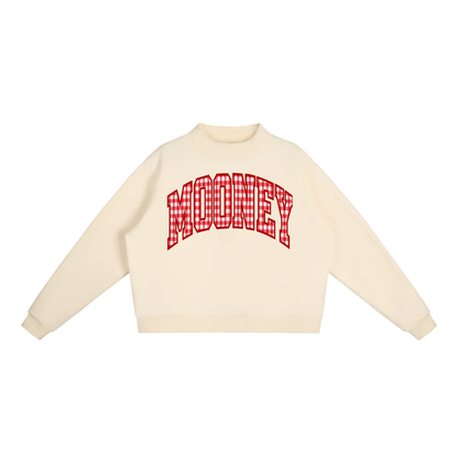Gingham Cardinal Mooney Essential Fleece Mock-Neck Crew Sweatshirt