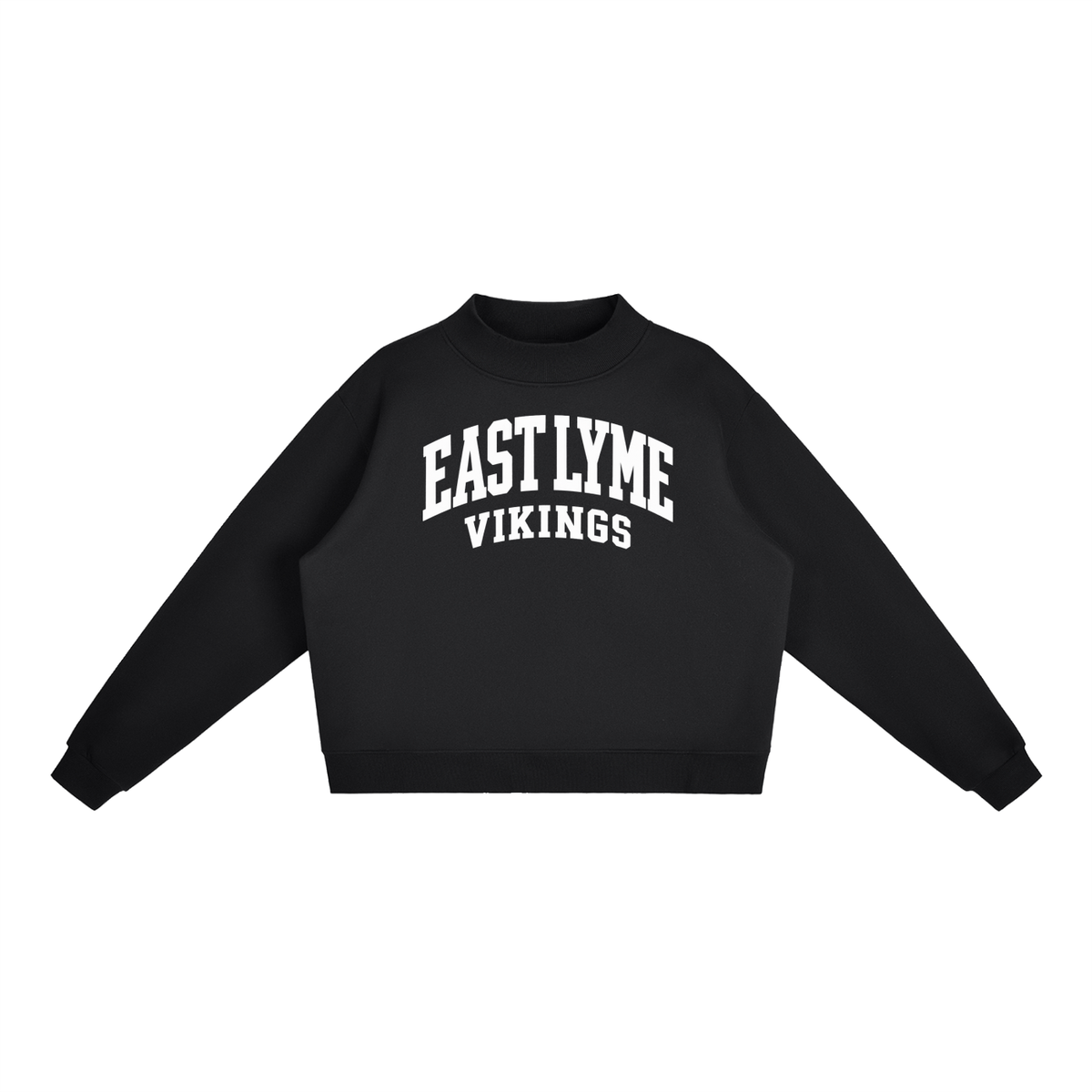 Basic 2 White East Lyme Essential Fleece Mock-Neck Crew Sweatshirt (printed)