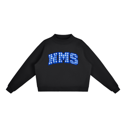 Gingham Northside Essential Fleece Mock-Neck Crew Sweatshirt (printed)