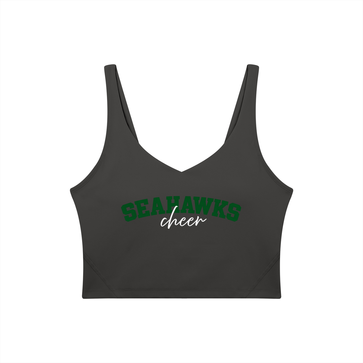Cursive Seahawks Women's V-Neck Yoga Sports Bra