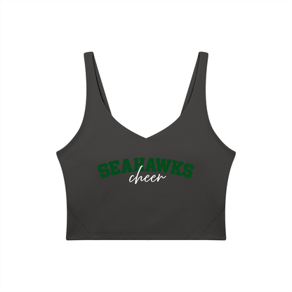 Cursive Seahawks Women's V-Neck Yoga Sports Bra