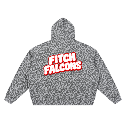 Unisex Leopard Print Waffle Full Zip Hoodie