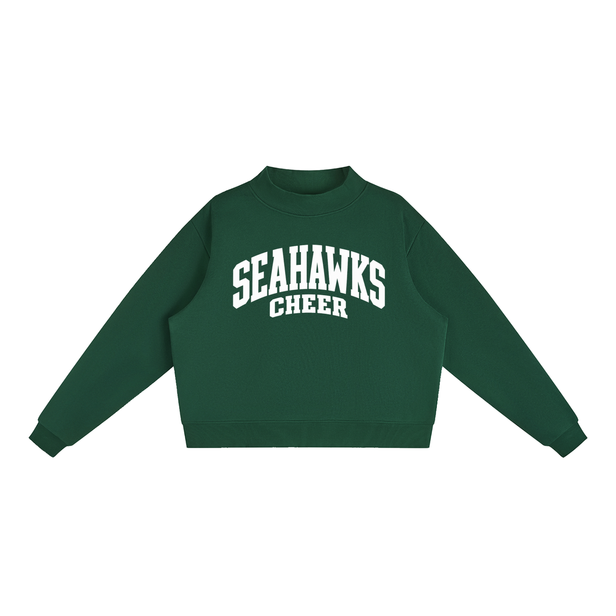 Basic 2 White Seahawks Essential Fleece Mock-Neck Crew Sweatshirt (printed)