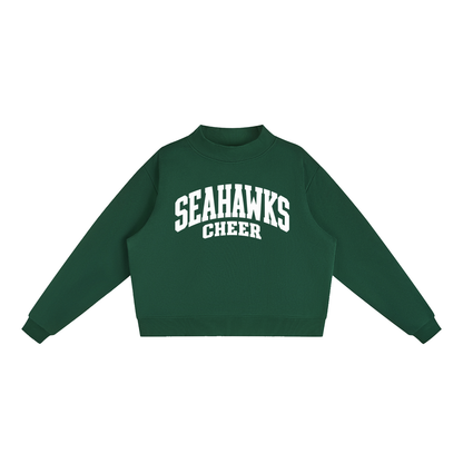 Basic 2 White Seahawks Essential Fleece Mock-Neck Crew Sweatshirt (printed)