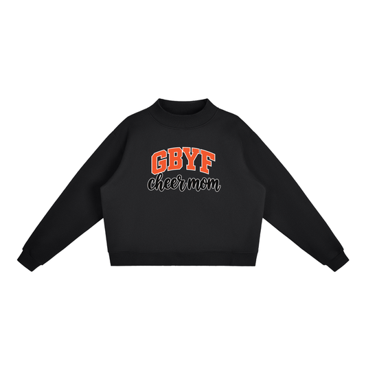 Cheer Mom Green Bulldogs Essential Fleece Mock-Neck Crew Sweatshirt
