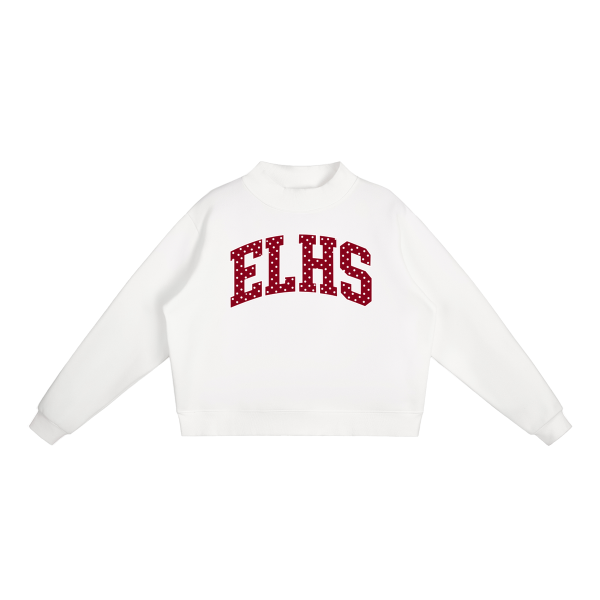 Polka Dot East Lyme Essential Fleece Mock-Neck Crew Sweatshirt (printed)