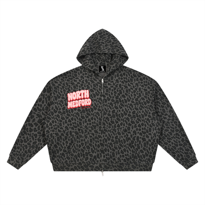 Leopard Print Full Zip Hoodie