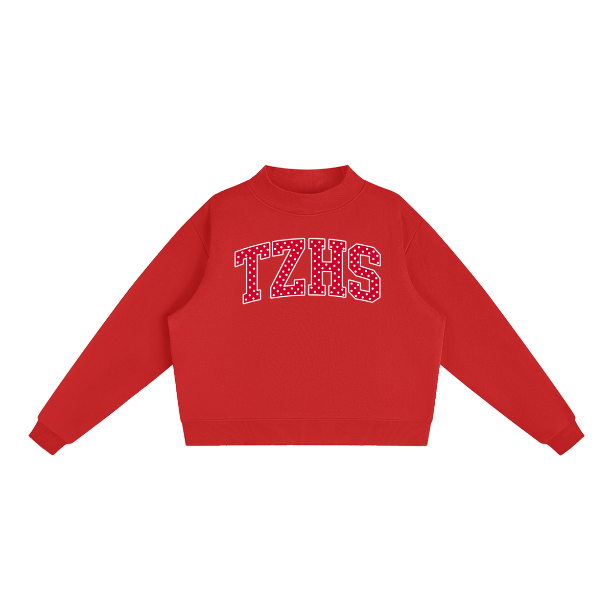 Polka Dot Tappan Zee Essential Fleece Mock-Neck Crew Sweatshirt (printed)