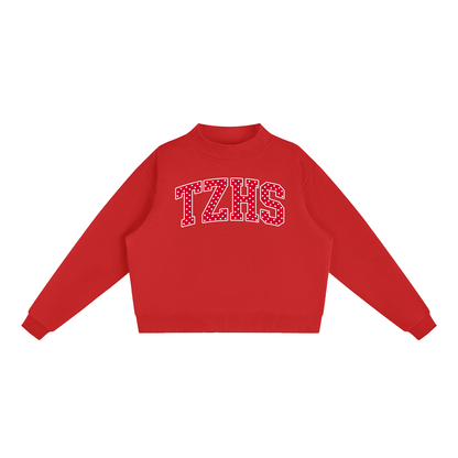 Polka Dot Tappan Zee Essential Fleece Mock-Neck Crew Sweatshirt (printed)