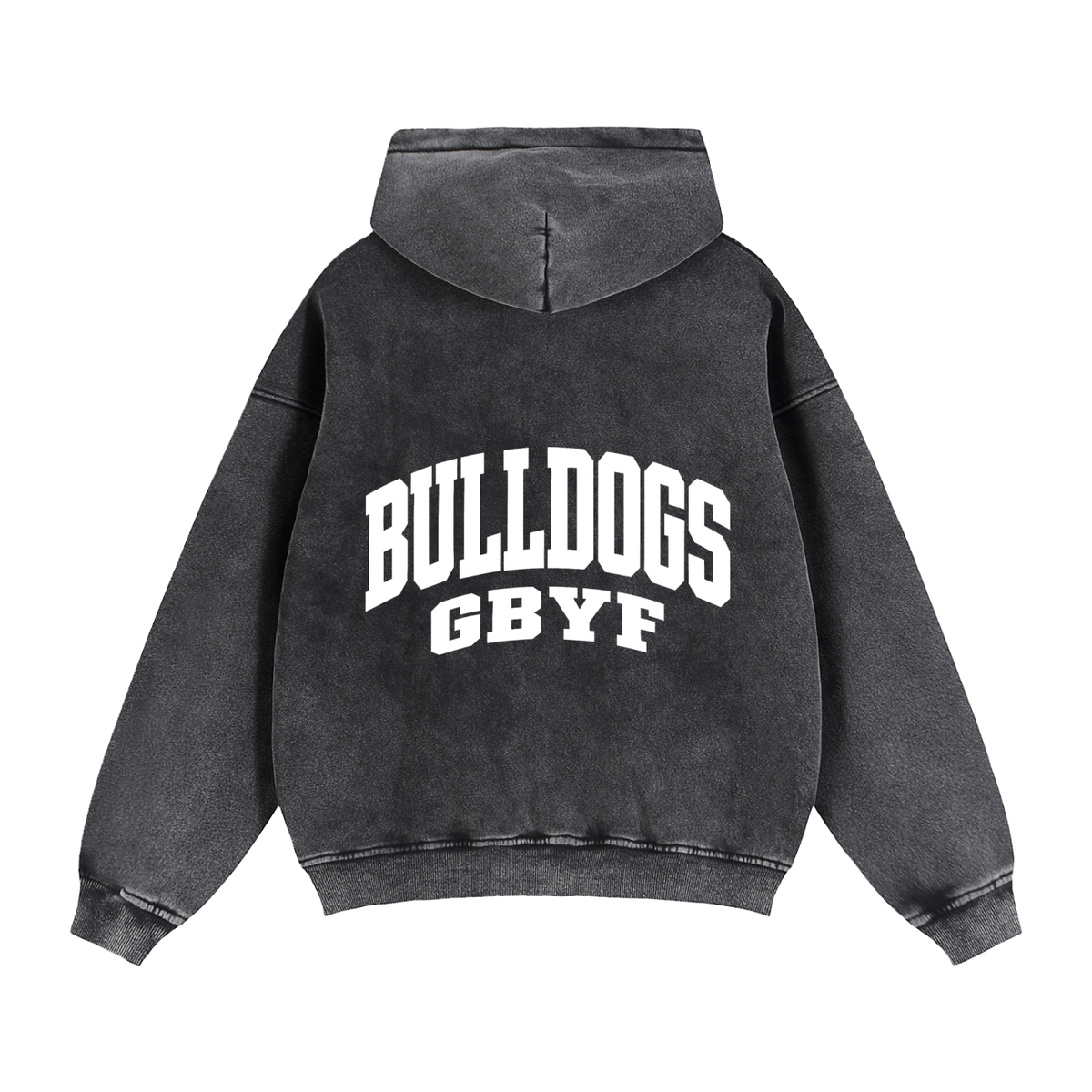 Basic 2 White Green Bulldogs Zip-Through Boxy Fleece Hoodie