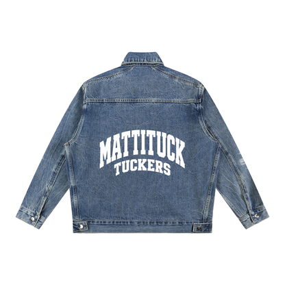 Basic 2 White Mattituck Vintage Wash Zip Up Denim Jacket