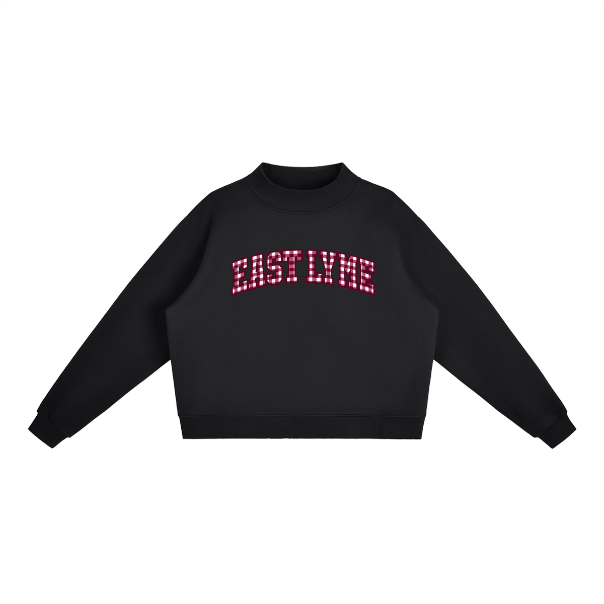 Gingham East Lyme Essential Fleece Mock-Neck Crew Sweatshirt (printed)