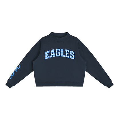 GINGHAM EAGLES Essential Fleece Mock-Neck Crew Sweatshirt