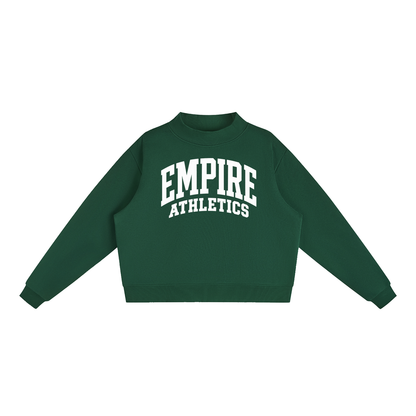 Basic 2 White Empire Essential Fleece Mock-Neck Crew Sweatshirt (printed)