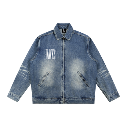 Vintage Wash Zip Up Denim Jacket