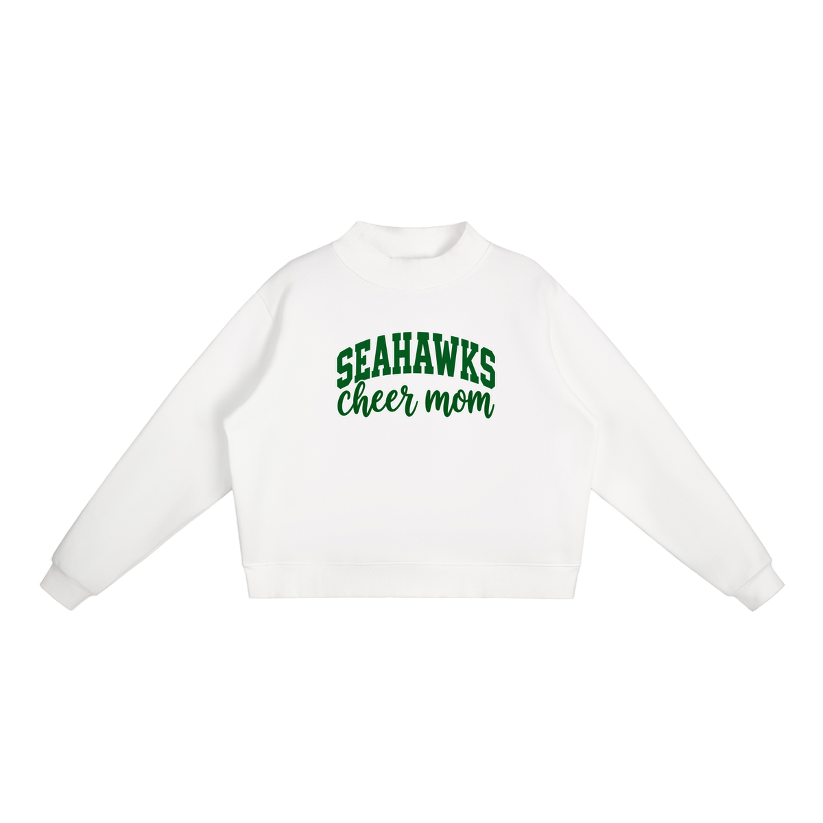 Cheer Mom Seahawks Essential Fleece Mock-Neck Crew Sweatshirt (printed)