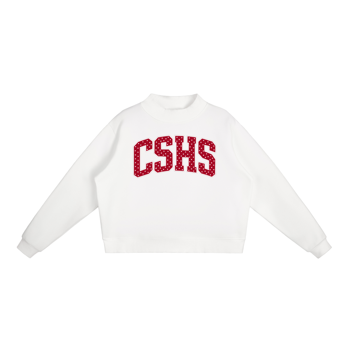 Polka Dot Chatfield Essential Fleece Mock-Neck Crew Sweatshirt (printed)