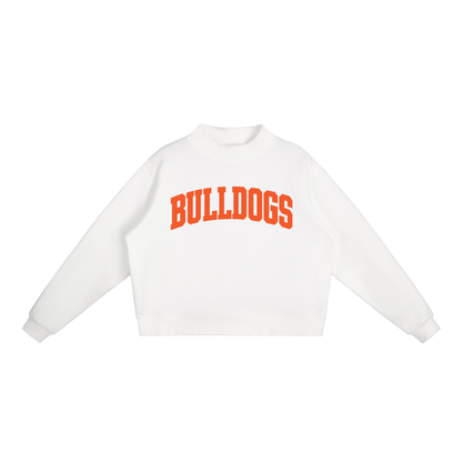 Basic 2 Green Bulldogs Essential Fleece Mock-Neck Crew Sweatshirt (printed)