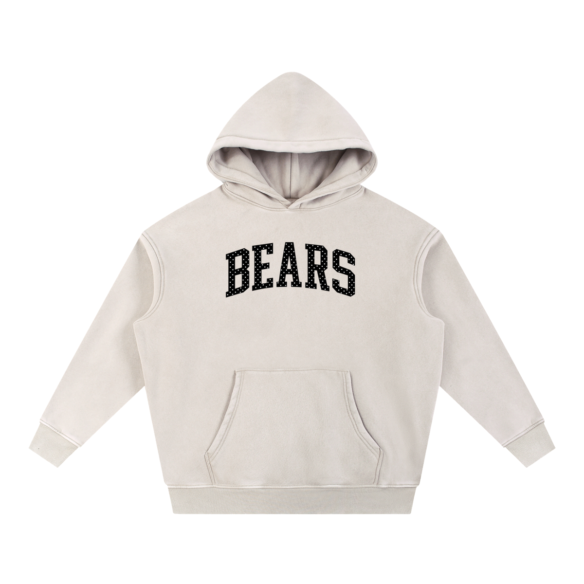 Black Polka Bears Snow Wash Fleece Oversize Hoodie