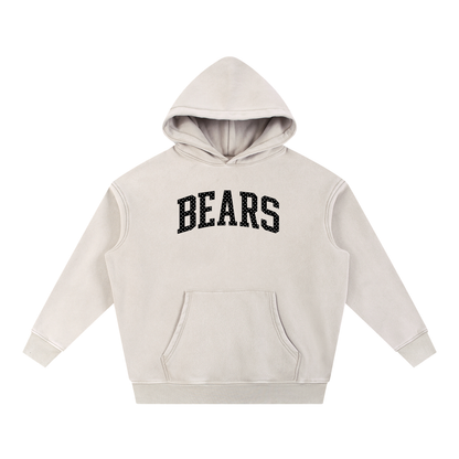 Black Polka Bears Snow Wash Fleece Oversize Hoodie