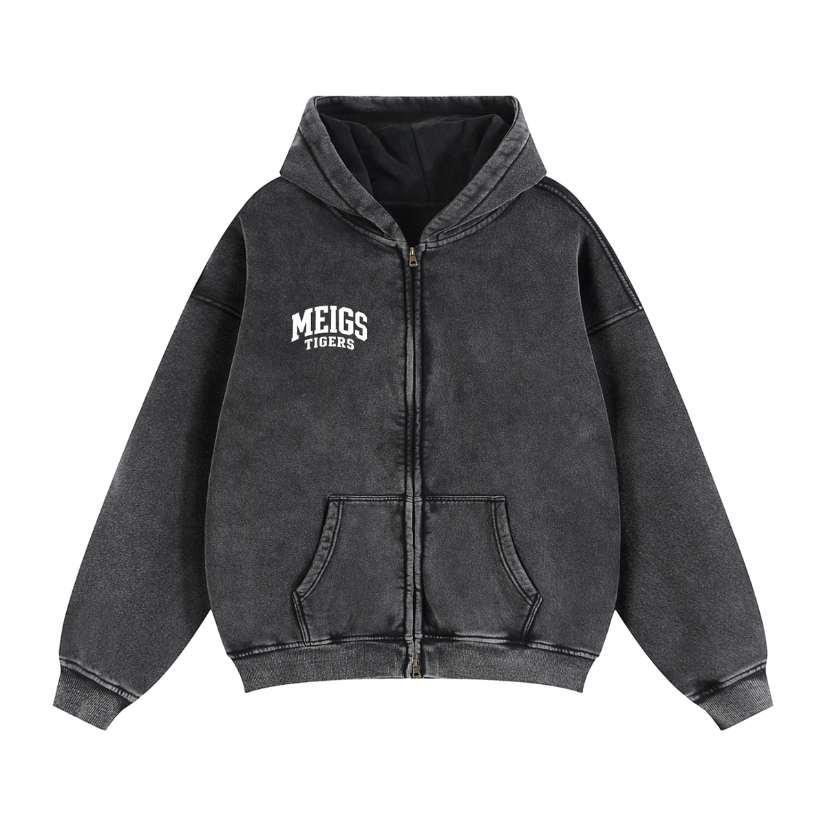 Basic 2 White Meigs County Zip-Through Boxy Fleece Hoodie