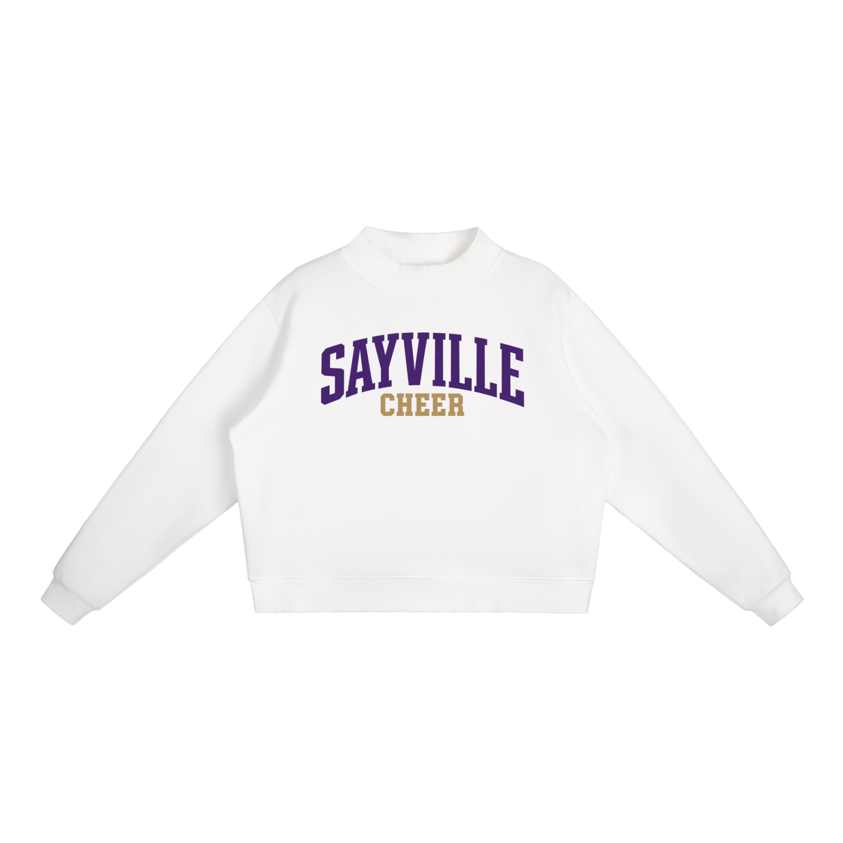 Basic 1 Sayville Essential Fleece Mock-Neck Crew Sweatshirt (printed)