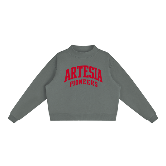 Essential Fleece Mock-Neck Crew Sweatshirt