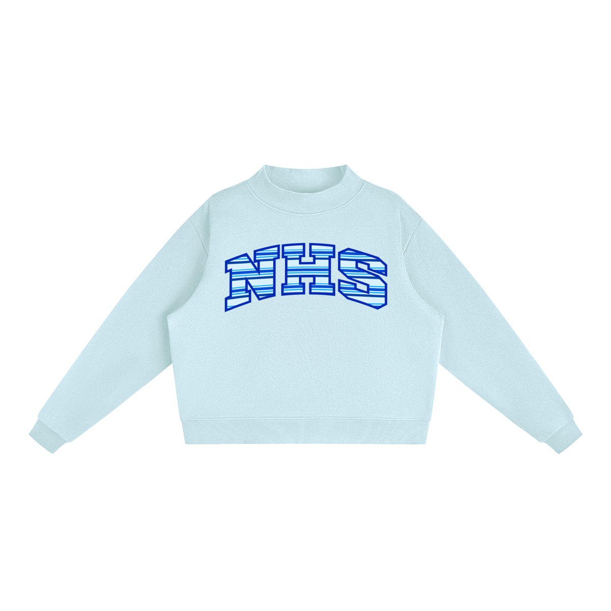 Striped NHS Essential Fleece Mock-Neck Crew Sweatshirt