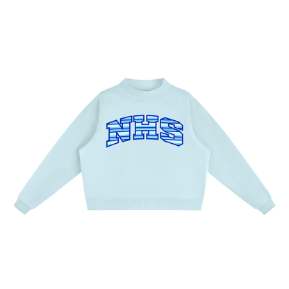 Striped NHS Essential Fleece Mock-Neck Crew Sweatshirt
