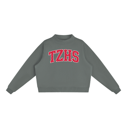 Polka Dot Tappan Zee Essential Fleece Mock-Neck Crew Sweatshirt (printed)