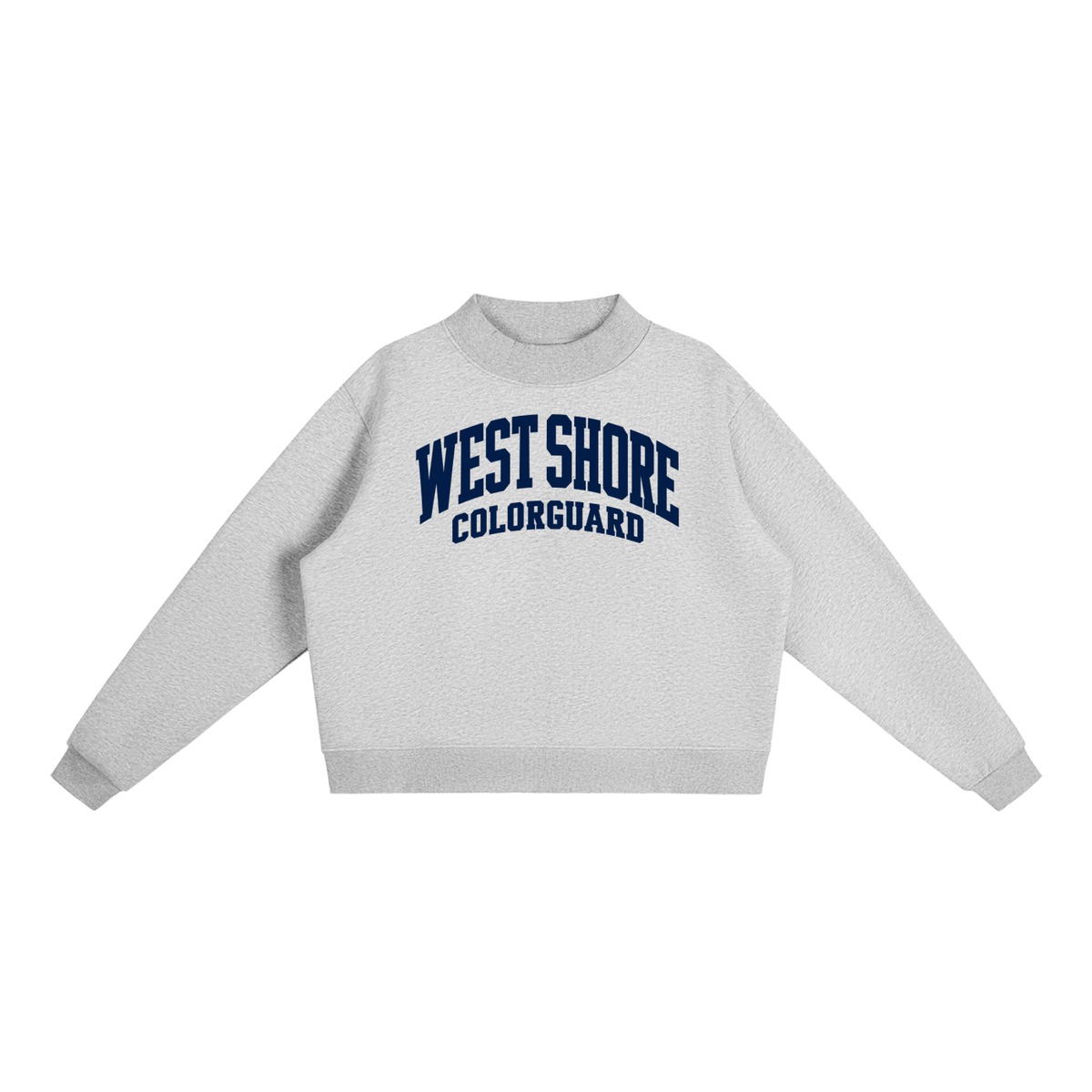 Basic 2 West Shore Essential Fleece Mock-Neck Crew Sweatshirt (printed)