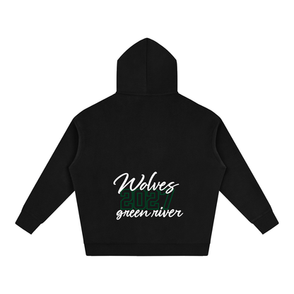 Cursive Front Green River Oversize Fleeced Hoodie