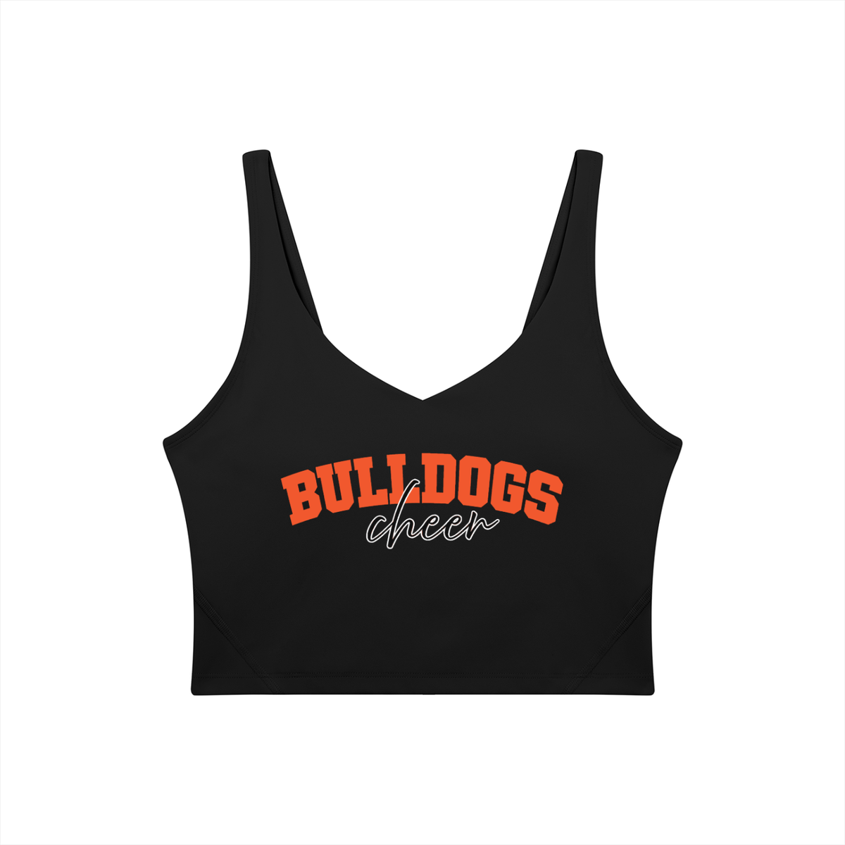 Cursive Green Bulldogs Women's V-Neck Yoga Sports Bra