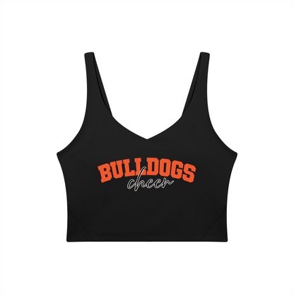 Cursive Green Bulldogs Women's V-Neck Yoga Sports Bra