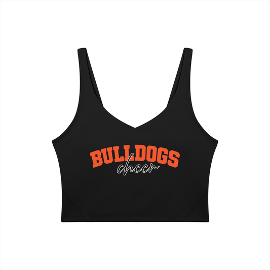 Cursive Green Bulldogs Women's V-Neck Yoga Sports Bra