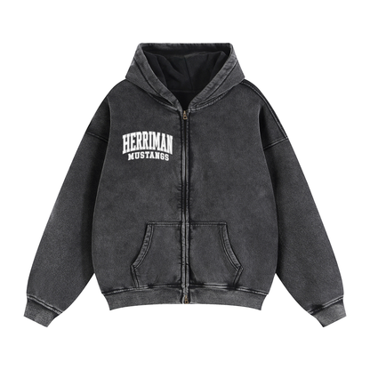 Zip Up Boxy Fleece Hoodie