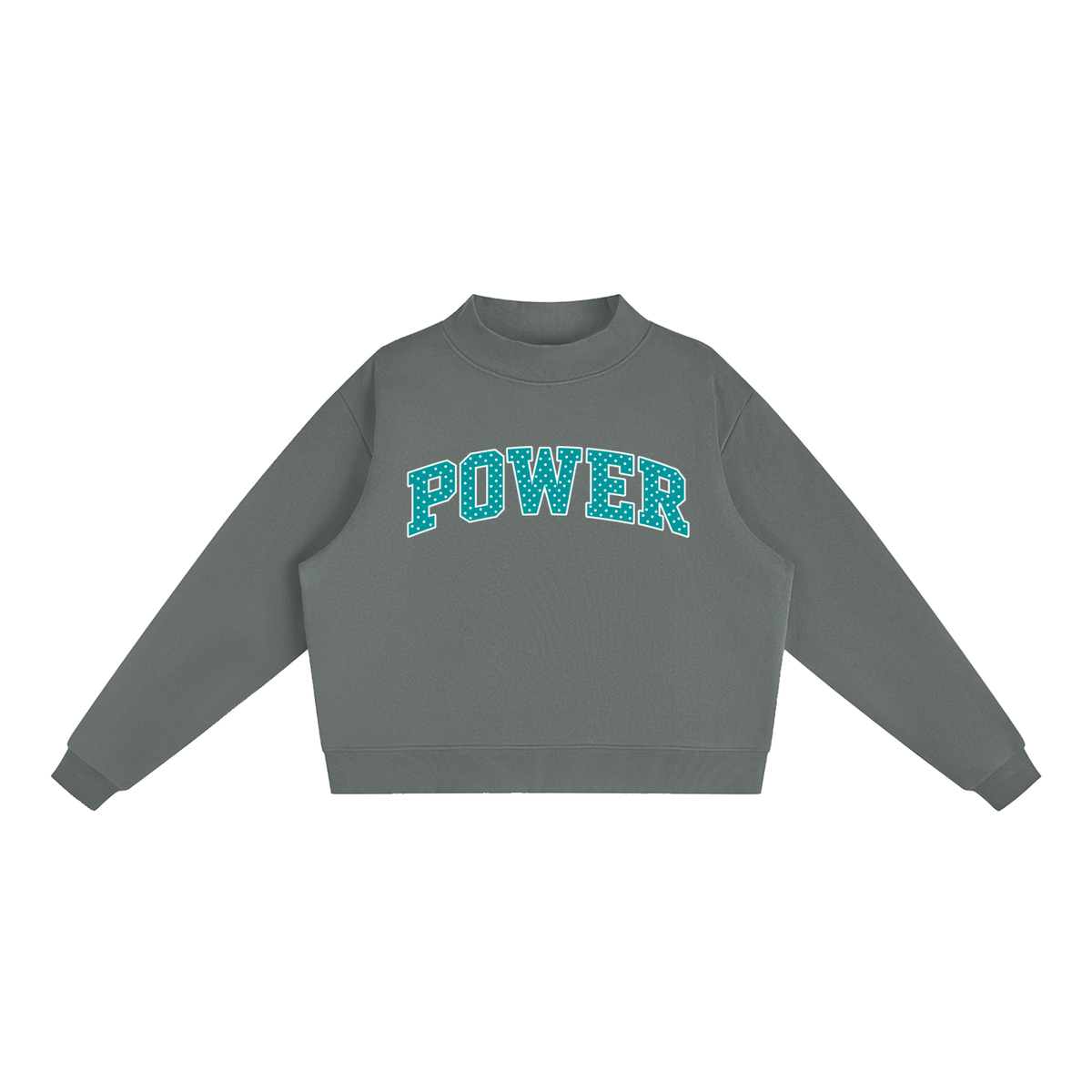 Polka Dot Power Essential Fleece Mock-Neck Crew Sweatshirt