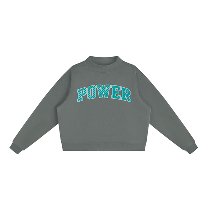 Polka Dot Power Essential Fleece Mock-Neck Crew Sweatshirt