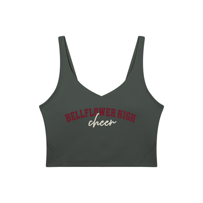 Cursive Bellflower Women's V-Neck Yoga Sports Bra