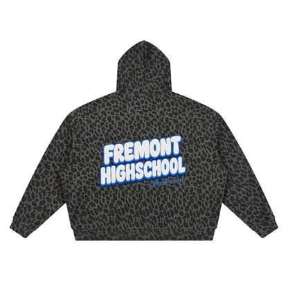 Unisex Leopard Print Waffle Full Zip Hoodie
