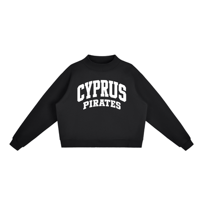 Basic 2 White Cyprus Essential Fleece Mock-Neck Crew Sweatshirt