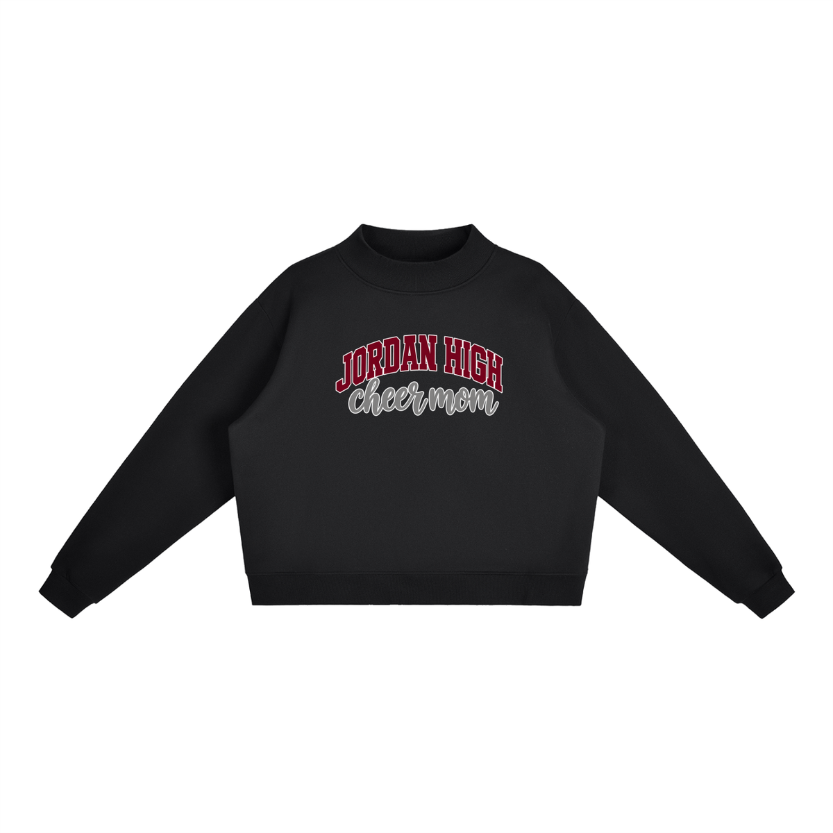 Cheer Mom Jordan Essential Fleece Mock-Neck Crew Sweatshirt (printed)