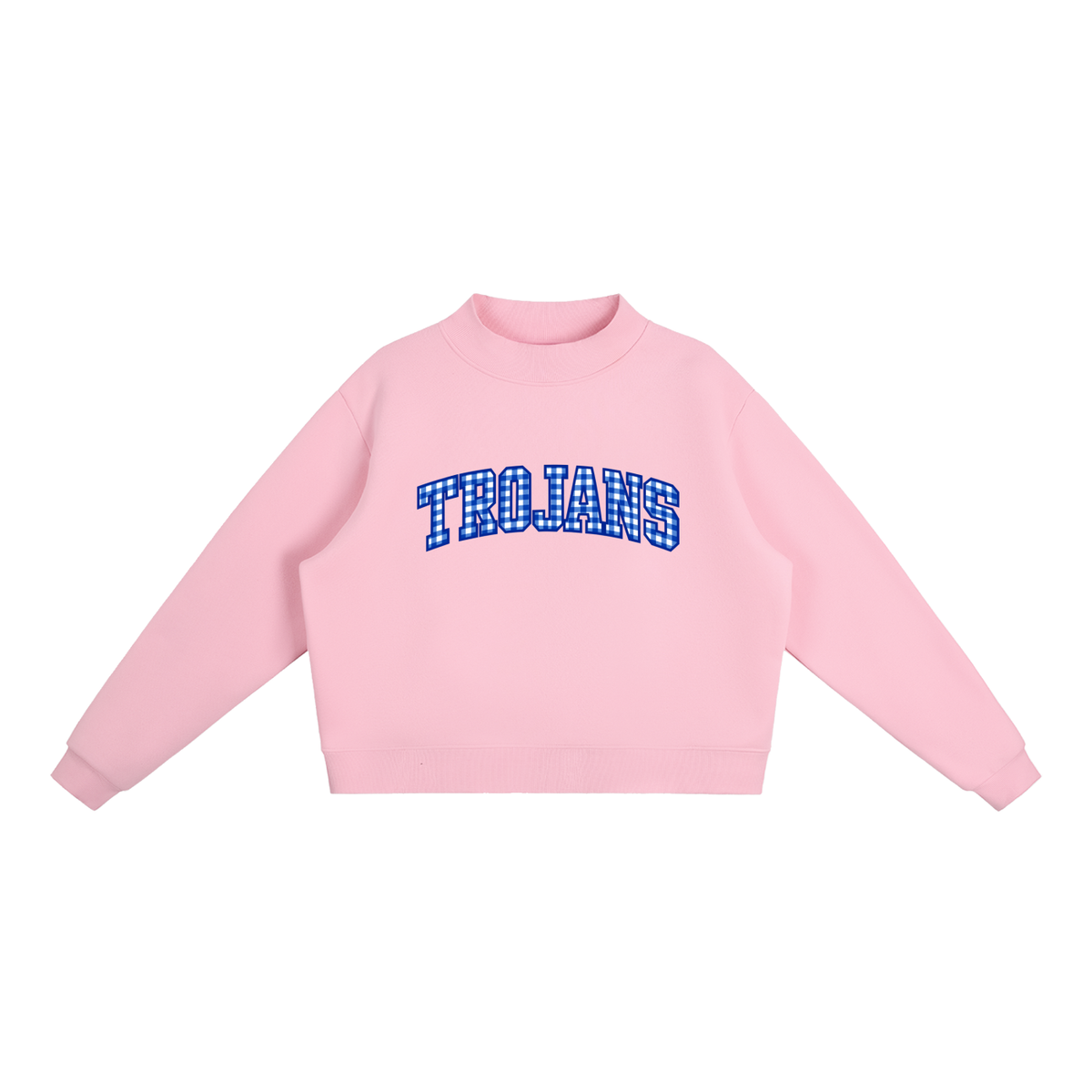 Gingham Silver Valley Essential Fleece Mock-Neck Crew Sweatshirt (printed)