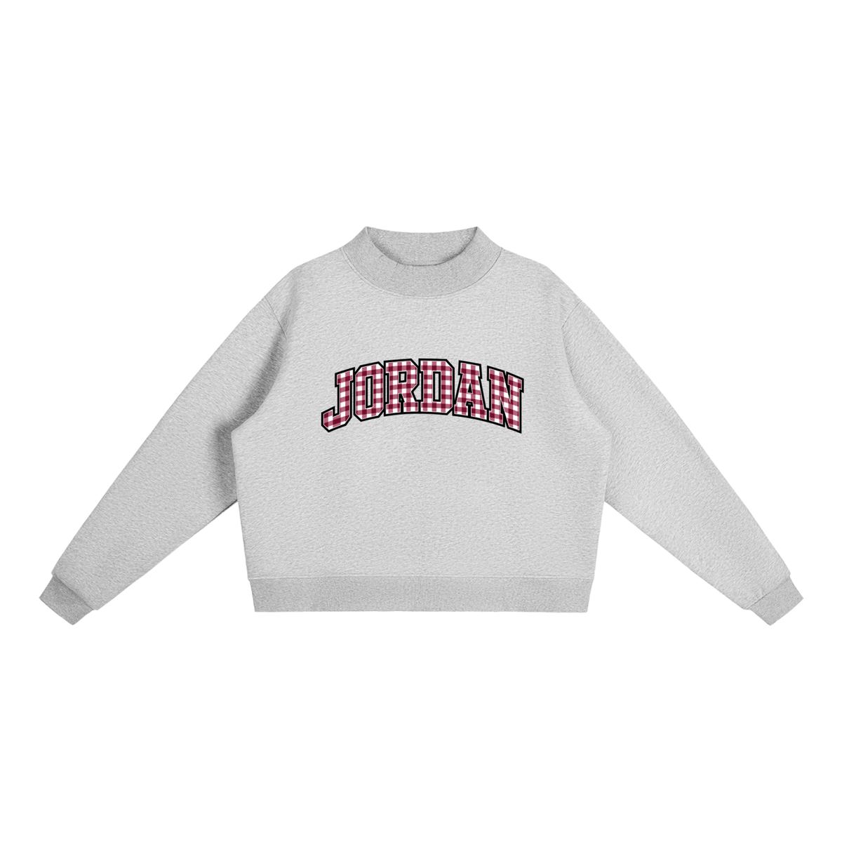 Gingham Jordan Essential Fleece Mock-Neck Crew Sweatshirt (printed)
