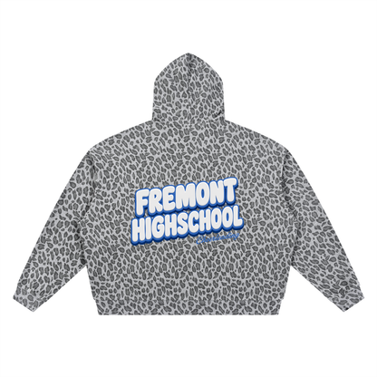Unisex Leopard Print Waffle Full Zip Hoodie