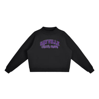 Cheer Mom Sayville Essential Fleece Mock-Neck Crew Sweatshirt (printed)