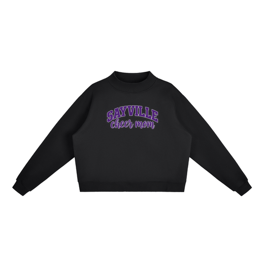 Cheer Mom Sayville Essential Fleece Mock-Neck Crew Sweatshirt (printed)